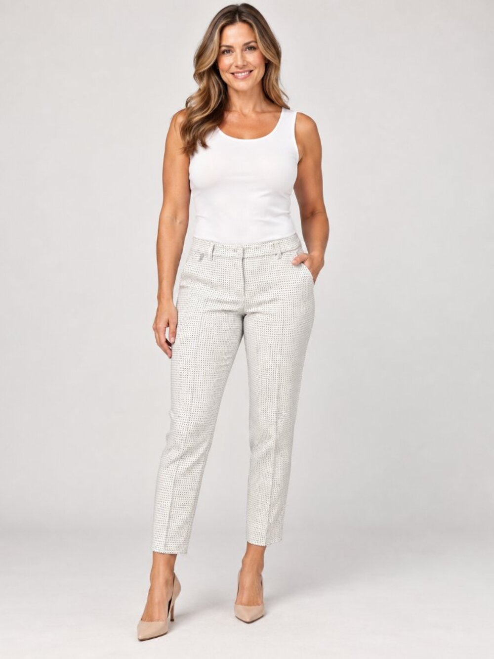 White House Black Market Slim Ankle Polka Dot Pants Size 8